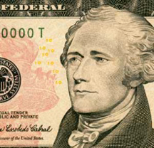 The portrait of Alexander Hamilton that appears on the U.S. 10-dollar note