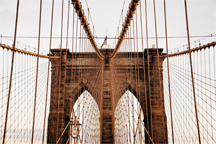 Suspension cables of the Brooklyn Bridge, which spans the East River between Manhattan and Brooklyn