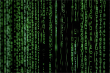 The iconic image of cyber code, as popularized in the film "The Matrix"