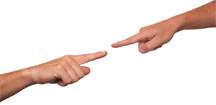 Two fingers pointing at each other