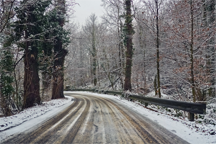 A dangerous curve in an icy road