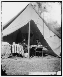 President Lincoln and Gen. George B. McClellan in the general's tent