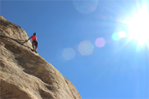 A rock climber in Joshua Tree National Park, United States