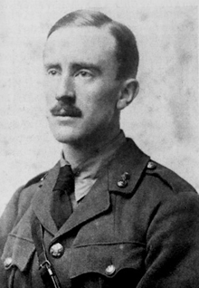 J. R. R. Tolkien (aged 24) in army uniform. Photograph taken in 1916.