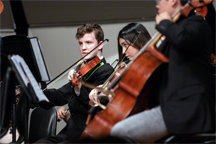 Orchestra musicians performing